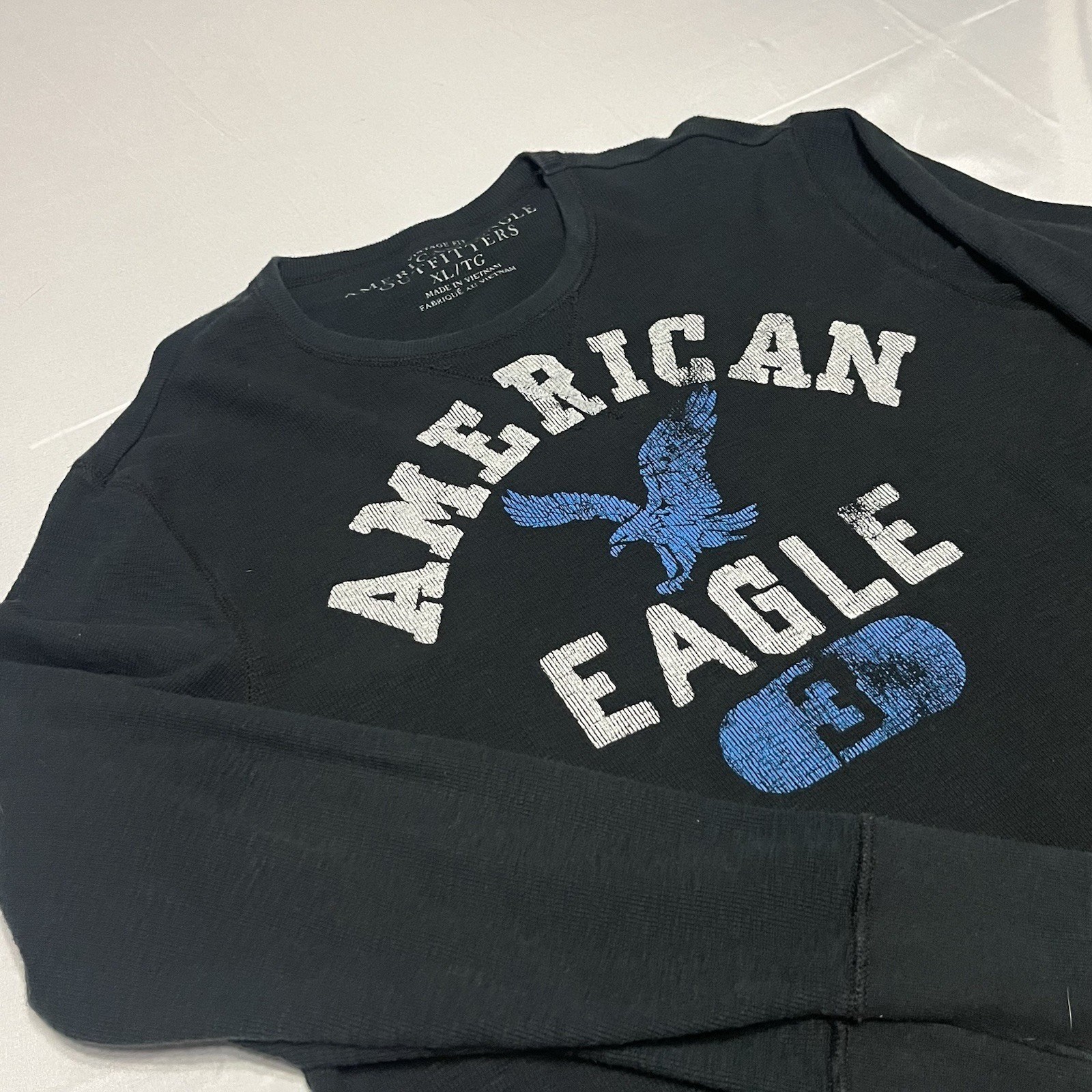 Vintage American Eagle Waffle Knit Thermal Shirt Men's Xl Eagle Logo Y2k